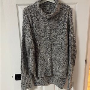 Blue and Grey hi low Cable Knit Sweater